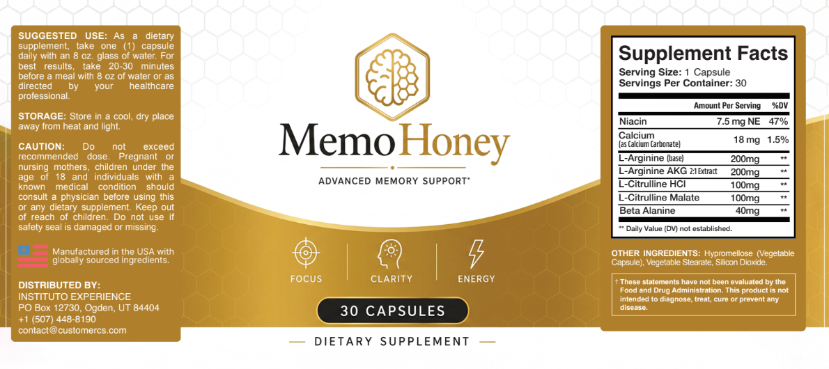MemoHoney supplement facts